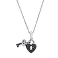 thumbnail image 1 of Dazzlingrock Collection 0.15 Carat (ctw) Round Black & White Diamond Heart Lock & Key Pendant for Women with 18 Inch Gold Chain in 18K White Gold, 1 of 3
