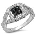thumbnail image 1 of Dazzlingrock Collection 0.15 Carat (ctw) Sterling Silver Blue & White Diamond Swirl Split Shank Bridal Promise Ring, Size 5.5, 1 of 1