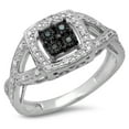 thumbnail image 1 of Dazzlingrock Collection 0.15 Carat (ctw) Sterling Silver Blue & White Diamond Swirl Split Shank Bridal Promise Ring, Size 6, 1 of 1