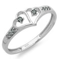 thumbnail image 1 of Dazzlingrock Collection 0.15 Carat (ctw) Sterling Silver Round Black Diamond Ladies Promise Double Heart Love Engagement Ring, Size 5.5, 1 of 1