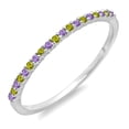 thumbnail image 1 of Dazzlingrock Collection 0.16 Carat (ctw) 10K Round Amethyst & Peridot Ladies Anniversary Wedding Band, White Gold, Size 5.5, 1 of 5