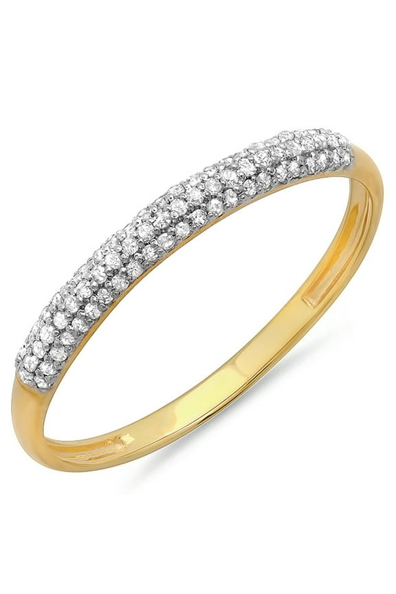 Collection 0.16 Carat (ctw) 10K Round White Diamond Ladies Bridal Anniversary Wedding Band, Yellow Gold, Size 9