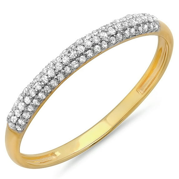 Dazzlingrock Collection 0.16 Carat (ctw) 18K Round White Diamond Ladies Bridal Anniversary Wedding Band, Yellow Gold, Size 6