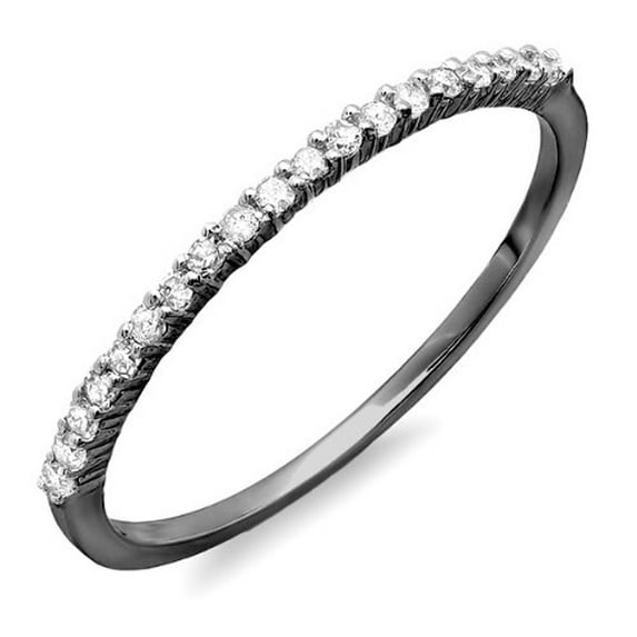 Dazzlingrock Collection 0.16 Carat (ctw) Black Rhodium Plated 14K Round White Diamond Ladies Wedding Band, White Gold, Size 4