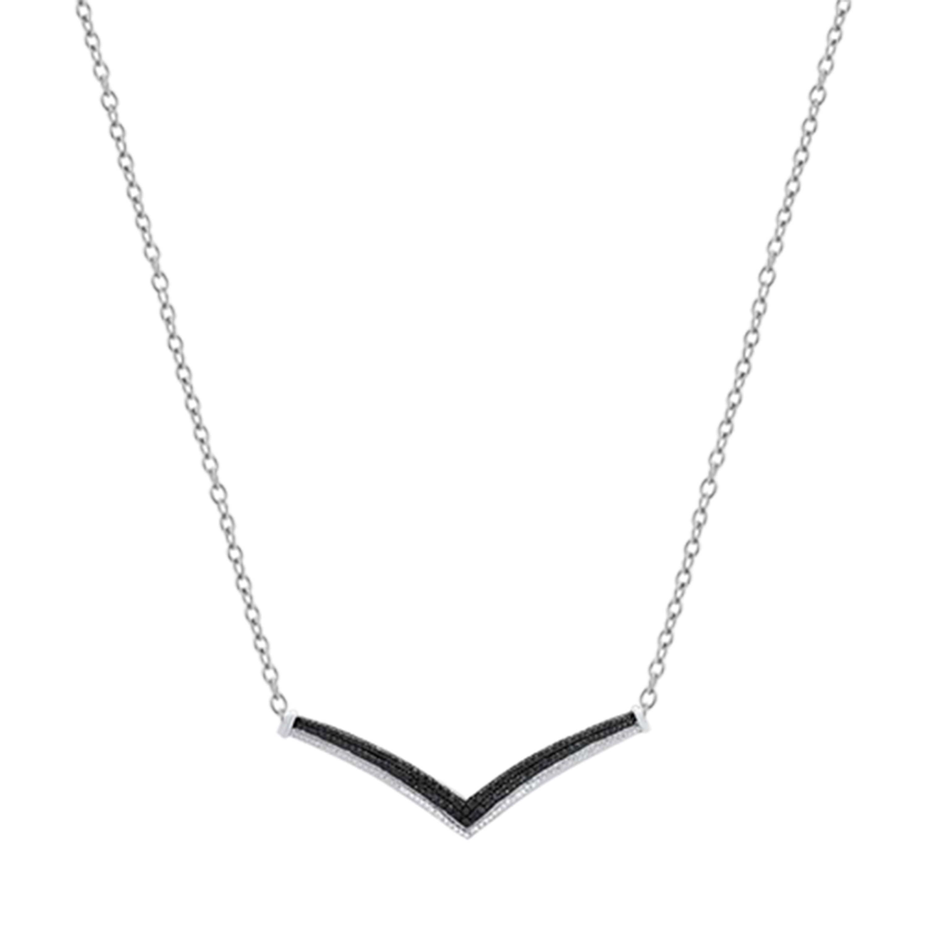 Dazzlingrock Collection 0.16 Carat (ctw) Round Black & White Diamond Chevron Pendant for Women with 18 Inch Silver Chain in 925 Sterling Silver