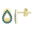 thumbnail image 1 of Dazzlingrock Collection 0.18 CT Round Blue Diamond Pear Stud Earrings for Women, 10K Yellow Gold, 1 of 4