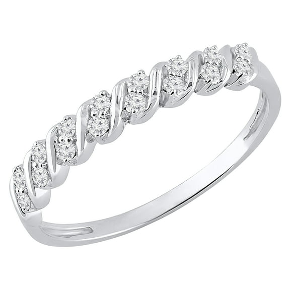 Dazzlingrock Collection 0.18 CT Round White Diamond Wave Band for Her Sterling Silver Size 7.5