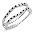 thumbnail image 1 of Dazzlingrock Collection 0.18 Carat (ctw) 10K Black & White Diamond Wedding Enhancer Guard Double Ring, White Gold, Size 7, 1 of 5