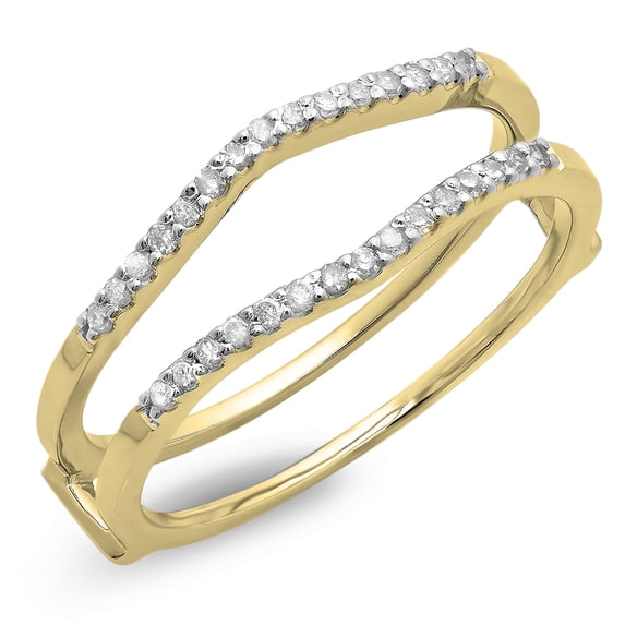 Dazzlingrock Collection 0.18 Carat (ctw) 10K Round Diamond Ladies Wedding Enhancer Double Ring, Yellow Gold, Size 5