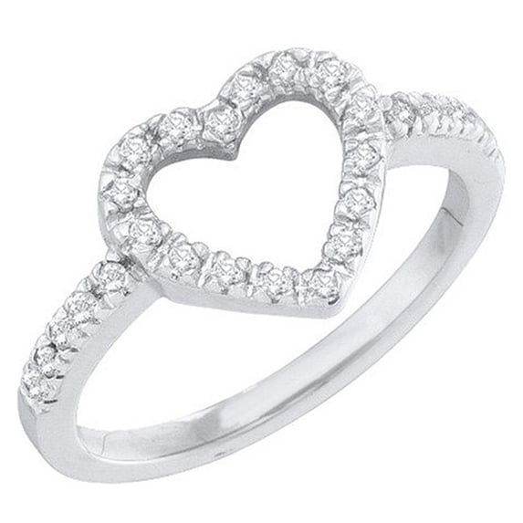 Dazzlingrock Collection 0.18 Carat (ctw) 14K Round Diamond Bridal Heart Shaped Promise Engagement Ring, White Gold, Size 8
