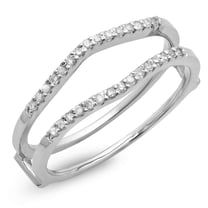 Dazzlingrock Collection 0.18 Carat (ctw) 14K Round Diamond Ladies Wedding Enhancer Double Ring, White Gold, Size 6