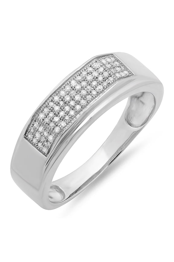 Collection 0.20 CT Sterling Silver Round Diamond Men's Wedding Band, Size 8.5