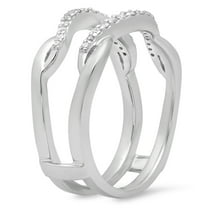 Dazzlingrock Collection 0.20 Carat (Ctw) 14K Diamond Ladies Wedding Band Guard Double Chevron Ring 1/2 CT, White Gold, Size 9