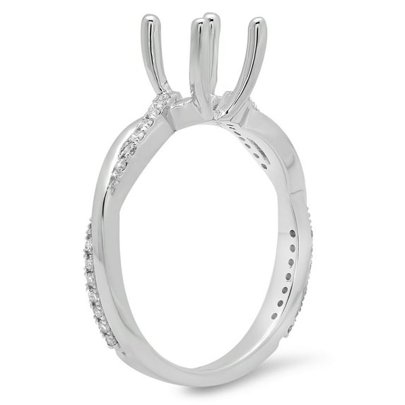 Dazzlingrock Collection 0.20 Carat (Ctw) 14K White Diamond Swirl Bridal Semi Mount Engagement Ring 1/4 CT, White Gold, Size 7