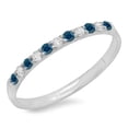 thumbnail image 1 of Dazzlingrock Collection 0.20 Carat (ctw) 10K Round Blue & White Diamond Ladies Wedding Band 1/5 CT, White Gold, Size 9, 1 of 1