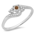 thumbnail image 1 of Dazzlingrock Collection 0.20 Carat (ctw) 10K Round Champagne & White Diamond Swirl Promise Ring 1/5 CT, White Gold, Size 10, 1 of 1