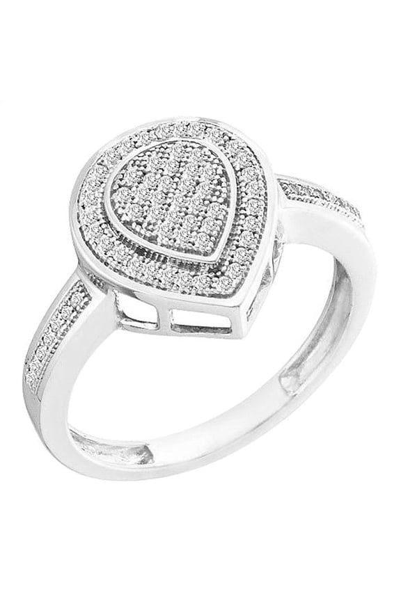 Collection 0.20 Carat (ctw) 10K Round Cut White Diamond Ladies Bridal Micro Pave Engagement Ring 1/5 CT, White Gold