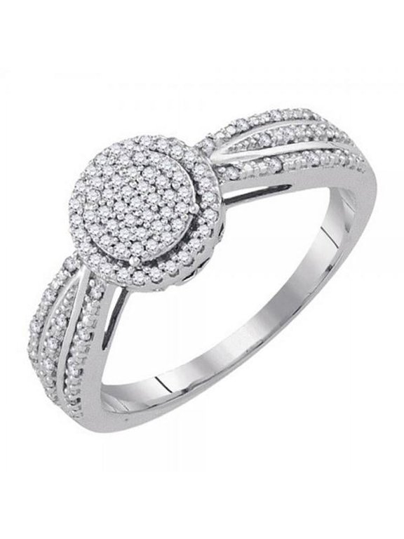 Collection 0.20 Carat (ctw) 10K Round Diamond Ladies Bridal Micro Pave Engagement Ring 1/5 CT, White Gold