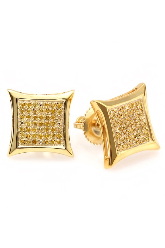 Collection 0.20 Carat (ctw) 10K Yellow Round Diamond Micro Pave Setting Kite Shape Stud Earrings, Yellow Gold