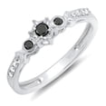 thumbnail image 1 of Dazzlingrock Collection 0.20 Carat (ctw) 10k Round Black And White Diamond 3 Stone Ladies Bridal Engagement Promise Ring 1/5 CT, White Gold, Size 9, 1 of 1