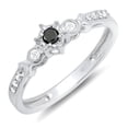 thumbnail image 1 of Dazzlingrock Collection 0.20 Carat (ctw) 10k Round Black And White Diamond 3 Stone Ladies Bridal Engagement Promise Ring 1/5 CT, White Gold, Size 9, 1 of 1