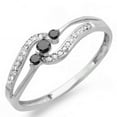 thumbnail image 1 of Dazzlingrock Collection 0.20 Carat (ctw) 10k Round Black And White Diamond Ladies 3 stone Engagement Promise Ring 1/5 CT, White Gold, Size 9, 1 of 1