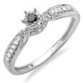 thumbnail image 1 of Dazzlingrock Collection 0.20 Carat (ctw) 10k Round Black And White Diamond Ladies Bridal Promise Split Shank Engagement Ring 1/5 CT, White Gold, Size 8, 1 of 1