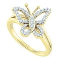 thumbnail image 1 of Dazzlingrock Collection 0.20 Carat (ctw) 14K Round Diamond Cocktail Right Hand Butterfly Ring 1/5 CT, Yellow Gold, Size 5.5, 1 of 1