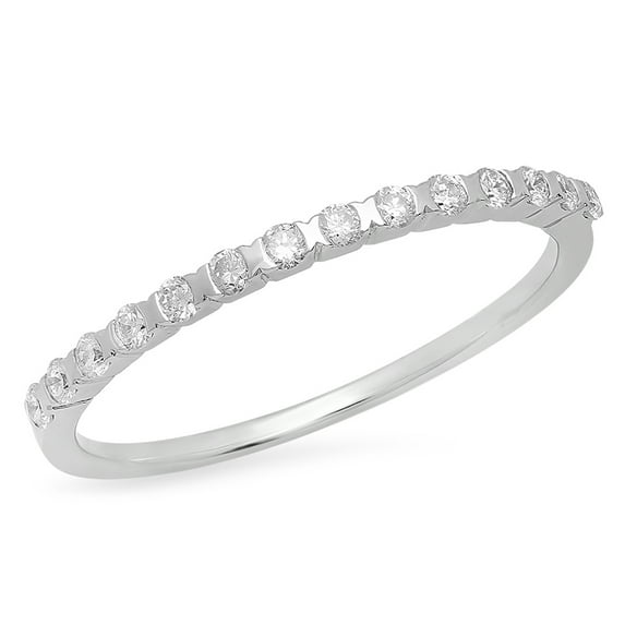 Dazzlingrock Collection 0.20 Carat (ctw) 14K Round Diamond Ladies Anniversary Wedding Stackable Band, White Gold, Size 6