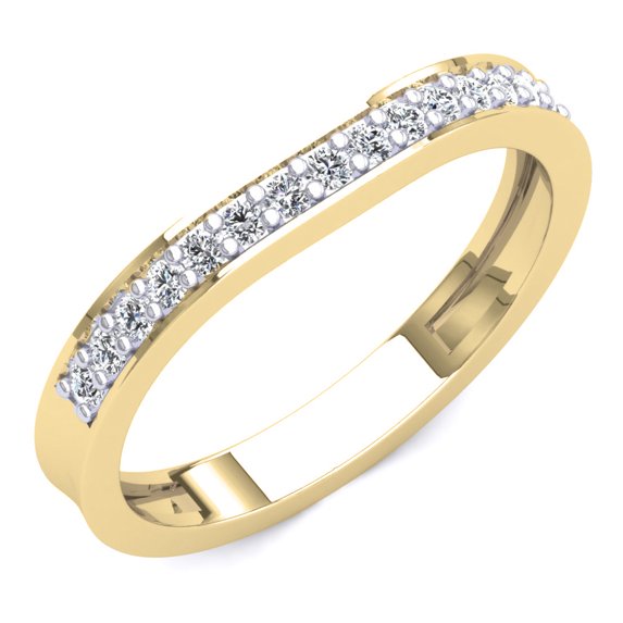 Dazzlingrock Collection 0.20 Carat (ctw) 14K Round Diamond Stackable Wedding Contour Guard Band 1/5 CT, Yellow Gold, Size 4