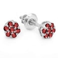 thumbnail image 1 of Dazzlingrock Collection 0.20 Carat (ctw) 14K Round Ruby Ladies Cluster Flower Earrings, White Gold, 1 of 5
