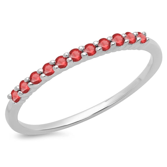 Dazzlingrock Collection 0.20 Carat (ctw) 14K Round Ruby Ladies Stackable Anniversary Wedding Band 1/5 CT, White Gold, Size 8