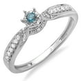 thumbnail image 1 of Dazzlingrock Collection 0.20 Carat (ctw) 14k Blue And White Diamond Bridal Split Shank Promise Ring 1/5 CT, White Gold, Size 7, 1 of 1