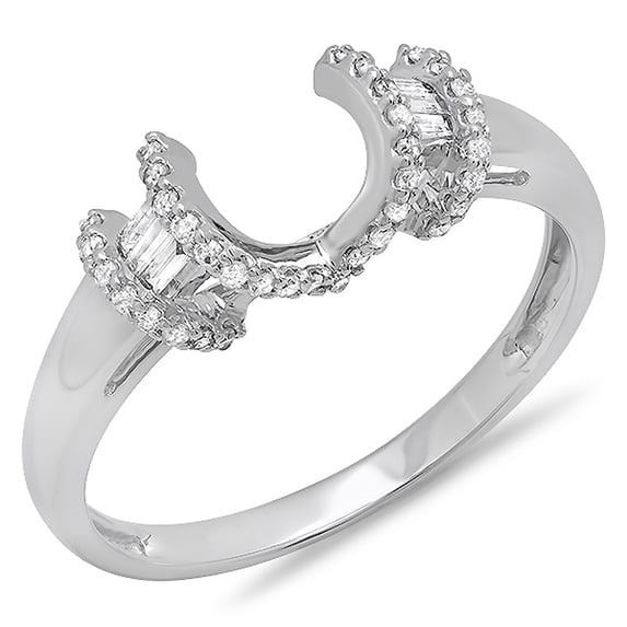 Dazzlingrock Collection 0.20 Carat (ctw) 14k Round & Baguette Diamond Ladies Anniversary Wedding Band Enhancer Guard Ring 1/5 CT, White Gold, Size 8.5
