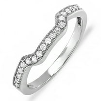Dazzlingrock Collection 0.20 Carat (ctw) 14k Round Diamond Ladies Anniversary Wedding Ring Band Enhancer Guard 1/5 CT, White Gold, Size 6