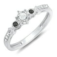 thumbnail image 1 of Dazzlingrock Collection 0.20 Carat (ctw) 18k Black And White Diamond 3 Stone Bridal Promise Ring 1/5 CT, White Gold, Size 9, 1 of 1