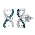 thumbnail image 1 of Dazzlingrock Collection 0.20 Carat (ctw) Round Blue & White Diamond Heart Shaped Infinity Screwback Stud Earrings for Women in 925 Sterling Silver, 1 of 4