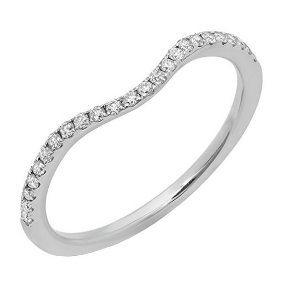 Dazzlingrock Collection 0.20 Carat (ctw) Round Diamond Ladies Wedding Contour Guard Band 1/5 CT, 14K White Gold, Size 7.5