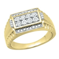 Dazzlingrock Collection 0.20 Carat (ctw) Round White Diamond Mens Illusion Set Wedding Band in Yellow Plated Sterling Silver Size 11