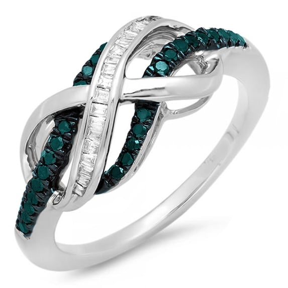 Dazzlingrock Collection 0.20 Carat (ctw) Sterling Silver Blue & White Diamond Ladies Infinity Wedding Ring 1/5 CT, Size 9.5
