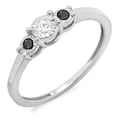 thumbnail image 1 of Dazzlingrock Collection 0.20 Carat (ctw) Sterling Silver Round Black And White Diamond Ladies 3 stone Engagement Promise Ring 1/5 CT, Size 6, 1 of 1