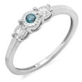 thumbnail image 1 of Dazzlingrock Collection 0.20 Carat (ctw) Sterling Silver Round Blue And White Diamond Ladies 3 stone Engagement Promise Ring 1/5 CT, Size 8, 1 of 1