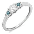 thumbnail image 1 of Dazzlingrock Collection 0.20 Carat (ctw) Sterling Silver Round Blue And White Diamond Ladies 3 stone Engagement Promise Ring 1/5 CT, Size 9, 1 of 1
