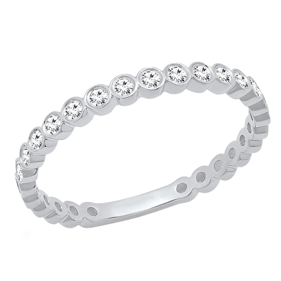 Dazzlingrock Collection 0.20 Carats (ctw) Round White Diamond Eternity Wedding Stackable Band for Her 1/5 CT | 10K White Gold, Ring Size 7