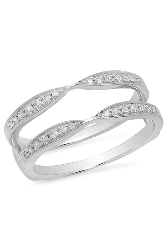 Collection 0.22 Carat (ctw) 14K Round Diamond Anniversary Wedding Band Guard Ring 1/4 CT, White Gold, Size 7