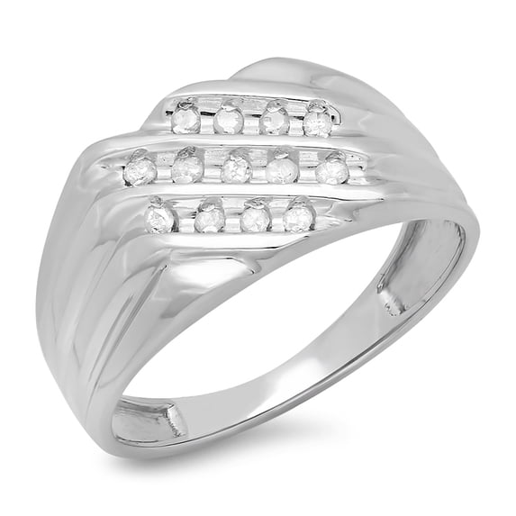 Dazzlingrock Collection 0.22 Carat (ctw) Sterling Silver Round White Real Diamond Men's Wedding Anniversary Ring, Size 12