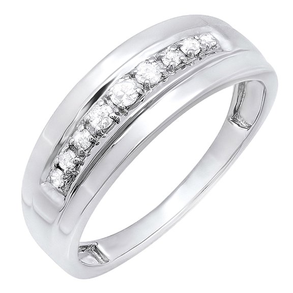 Dazzlingrock Collection 0.23 CT Round White Diamond Wedding Band for Men in Sterling Silver, Size 13