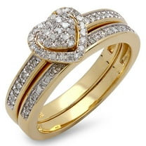 Dazzlingrock Collection 0.23 Carat (ctw) 14K Round Diamond Heart Shaped Engagement Ring Set 1/4 CT, Yellow Gold, Size 7