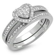 DAZZLING ROCK Dazzlingrock Collection 0.23 Carat (ctw) 14K White Diamond Ladies Engagement Ring Set 1/4 CT, White Gold, Size 8.5
