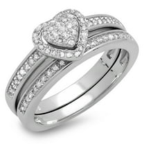 Dazzlingrock Collection 0.23 Carat (ctw) 14K White Diamond Ladies Engagement Ring Set 1/4 CT, White Gold, Size 8.5